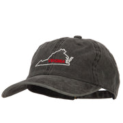 Virginia with Map Outline Embroidered Washed Cotton Twill Cap