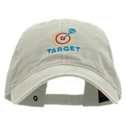 Neon Bulls Eye Embroidered Washed Cotton Brass Buckle Cap