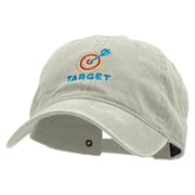 Neon Bulls Eye Embroidered Washed Cotton Brass Buckle Cap