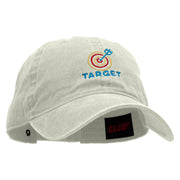 Neon Bulls Eye Embroidered Washed Cotton Brass Buckle Cap