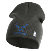 US Air Force Wing with Retired Symbol Embroidered 8" Short Beanie - Charcoal OSFM