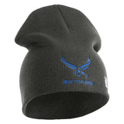 US Air Force Wing with Retired Symbol Embroidered 8" Short Beanie - Charcoal OSFM