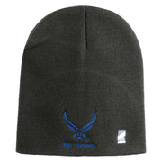 US Air Force Wing with Retired Symbol Embroidered 8" Short Beanie - Charcoal OSFM