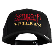 United States Marines Semper Fi Veteran Embroidered 6 Panel Structured Cotton Twill Cap Made in USA - Black OSFM
