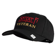 United States Marines Semper Fi Veteran Embroidered 6 Panel Structured Cotton Twill Cap Made in USA - Black OSFM