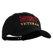 United States Marines Semper Fi Veteran Embroidered 6 Panel Structured Cotton Twill Cap Made in USA - Black OSFM
