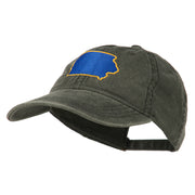 Iowa State Map Embroidered Washed Cap