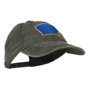 Iowa State Map Embroidered Washed Cap