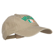 Wording of Irish and Ireland Shamrock Flag Embroidered Washed Cotton Cap