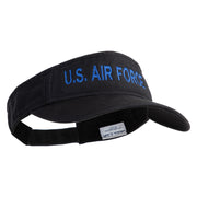 US Air Force Blue Letter Embroidered Cotton Twill Visor - Black OSFM