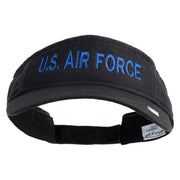 US Air Force Blue Letter Embroidered Cotton Twill Visor - Black OSFM