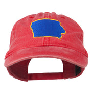 Iowa State Map Embroidered Washed Cap