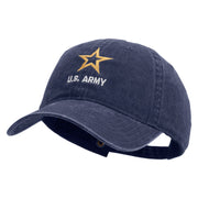 Licensed Star US Army Embroidered Washed Solid Pigment Dyed Cotton Twill Brass Buckle Cap - Navy OSFM