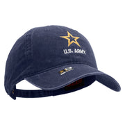 Licensed Star US Army Embroidered Washed Solid Pigment Dyed Cotton Twill Brass Buckle Cap - Navy OSFM