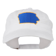 Iowa State Map Embroidered Washed Cap