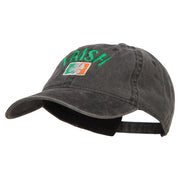 Wording of Irish and Ireland Shamrock Flag Embroidered Washed Cotton Cap