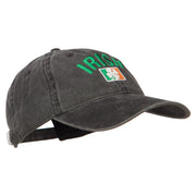 Wording of Irish and Ireland Shamrock Flag Embroidered Washed Cotton Cap