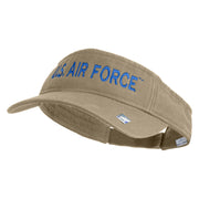 US Air Force Blue Letter Embroidered Cotton Twill Visor - Khaki OSFM