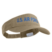 US Air Force Blue Letter Embroidered Cotton Twill Visor - Khaki OSFM