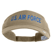 US Air Force Blue Letter Embroidered Cotton Twill Visor - Khaki OSFM