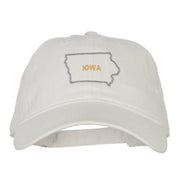 Iowa with Map Outline Embroidered Washed Cotton Twill Cap