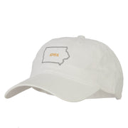 Iowa with Map Outline Embroidered Washed Cotton Twill Cap