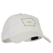 Iowa with Map Outline Embroidered Washed Cotton Twill Cap