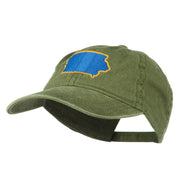 Iowa State Map Embroidered Washed Cap