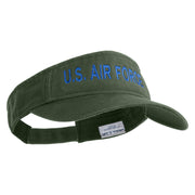 US Air Force Blue Letter Embroidered Cotton Twill Visor - Olive OSFM