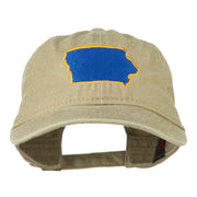 Iowa State Map Embroidered Washed Cap