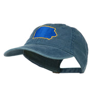 Iowa State Map Embroidered Washed Cap