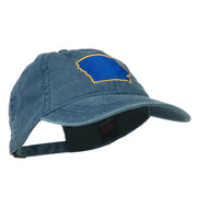 Iowa State Map Embroidered Washed Cap