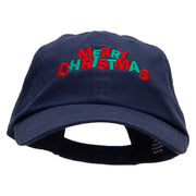 Green and Red Christmas Embroidered Low Profile Dyed Cotton Twill Cap - Navy OSFM