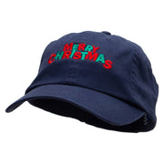 Green and Red Christmas Embroidered Low Profile Dyed Cotton Twill Cap - Navy OSFM