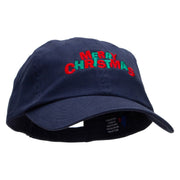 Green and Red Christmas Embroidered Low Profile Dyed Cotton Twill Cap - Navy OSFM