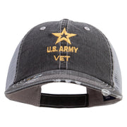 Licensed Star US Army Veteran Military Embroidered Low Profile Special Cotton Mesh Cap - Black OSFM