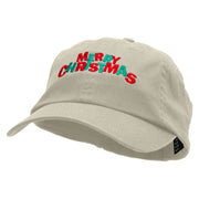 Green and Red Christmas Embroidered Low Profile Dyed Cotton Twill Cap - Putty OSFM