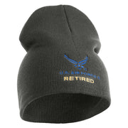 US Air Force Retired with Wing Symbol Embroidered 8" Short Beanie - Charcoal OSFM