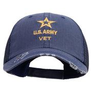 Licensed Star US Army Veteran Military Embroidered Low Profile Special Cotton Mesh Cap - Navy OSFM