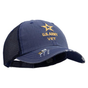 Licensed Star US Army Veteran Military Embroidered Low Profile Special Cotton Mesh Cap - Navy OSFM
