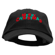 Green and Red Christmas Embroidered Low Profile Dyed Cotton Twill Cap - Black OSFM