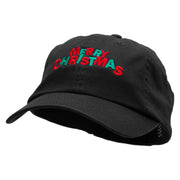 Green and Red Christmas Embroidered Low Profile Dyed Cotton Twill Cap - Black OSFM