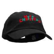 Green and Red Christmas Embroidered Low Profile Dyed Cotton Twill Cap - Black OSFM