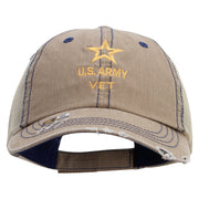 Licensed Star US Army Veteran Military Embroidered Low Profile Special Cotton Mesh Cap - Khaki OSFM