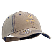 Licensed Star US Army Veteran Military Embroidered Low Profile Special Cotton Mesh Cap - Khaki OSFM