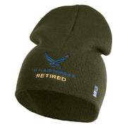 US Air Force Retired with Wing Symbol Embroidered 8" Short Beanie - Olive OSFM