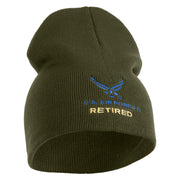 US Air Force Retired with Wing Symbol Embroidered 8" Short Beanie - Olive OSFM