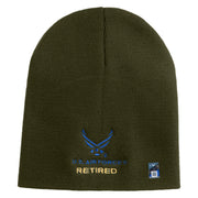 US Air Force Retired with Wing Symbol Embroidered 8" Short Beanie - Olive OSFM