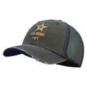 Licensed Star US Army Veteran Military Embroidered Low Profile Special Cotton Mesh Cap - Green OSFM