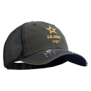 Licensed Star US Army Veteran Military Embroidered Low Profile Special Cotton Mesh Cap - Green OSFM